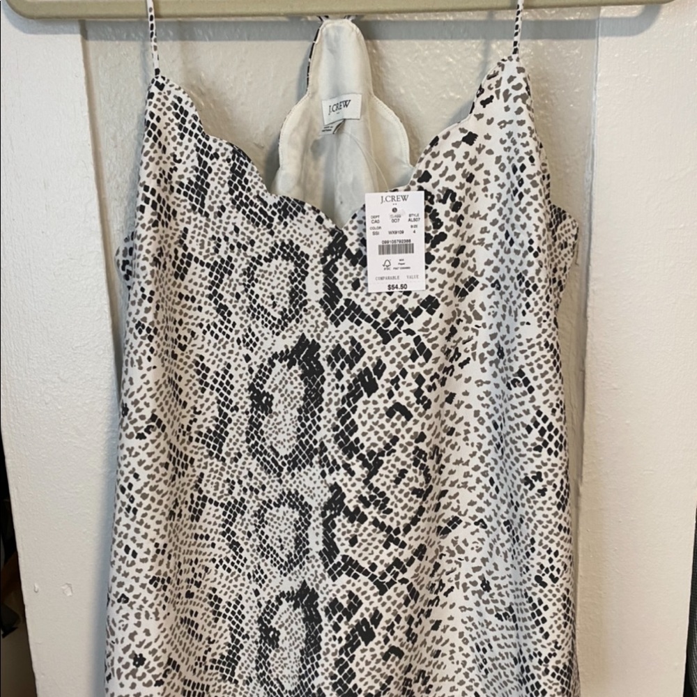 Snake print scallop edge spaghetti strap tank top